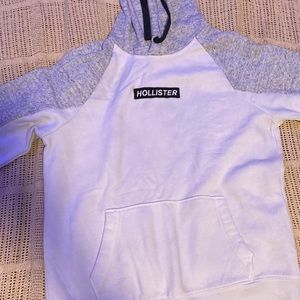 grey and white, hollister, hoodie